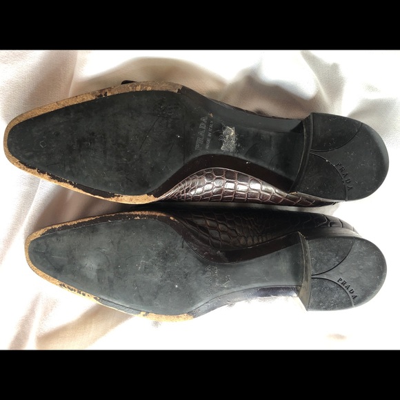 Rare Vintage Prada Crocodile Embossed Heeled Loafers ITALY - Picture 7 of 16